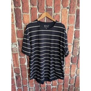 Bylt Mens Blue Short Sleeve Striped Athletic Shirt Drop Cut Lux Size 2XL